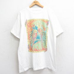 XL★古着 半袖 ビンテージ Tシャツ メンズ 90年代 90s 鳥 クルーネック 白 ホワイト 24mar05 中古