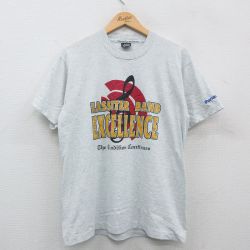 【50%OFF】L★古着 スクリーンスターズ 半袖 ビンテージ Tシャツ メンズ 80年代 80s LASSITER BAND ト音記号 パナソニック クルーネック USA製 薄グレー 霜降り 24mar06 中古