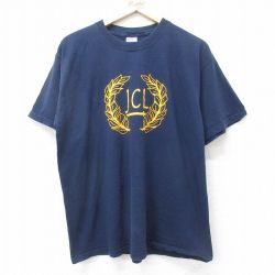 XL★古着 半袖 ビンテージ Tシャツ メンズ 00年代 00s JCL コットン クルーネック 紺 ネイビー 24mar09 中古