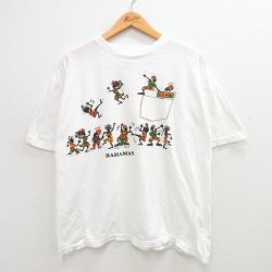 【50%OFF】XL★古着 半袖 ビンテージ Tシャツ メンズ 00年代 00s バハマ 人 コットン クルーネック 白 ホワイト 24mar11 中古