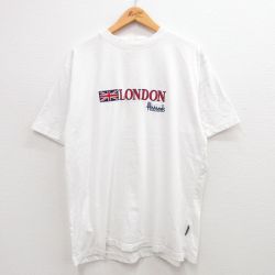 XL★古着 半袖 ビンテージ Tシャツ メンズ 00年代 00s ロンドン 刺繍 大きいサイズ コットン クルーネック 白 ホワイト 24mar12 中古