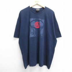 XL★古着 ナイキ NIKE 半袖 ビンテージ Tシャツ メンズ 00年代 00s ワンポイントロゴ BG バスケットゴール 大きいサイズ コットン クルーネック 紺 ネイビー 【spe】 24mar15 中古