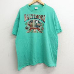 XL★古着 半袖 ビンテージ Tシャツ メンズ 00年代 00s ボルチモア メリーランド 大きいサイズ コットン クルーネック USA製 緑 グリーン 24mar13 中古
