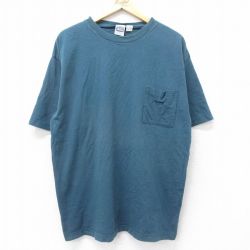 XL★古着 リーバイス Levis 半袖 ビンテージ Tシャツ メンズ 00年代 00s ワンポイントロゴ 胸ポケット付き 大きいサイズ コットン クルーネック 緑系 グリーン 24mar14 中古