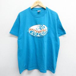XL★古着 フルーツオブザルーム 半袖 ビンテージ Tシャツ メンズ 90年代 90s ホワイトウォーター ラフティング 大きいサイズ コットン クルーネック USA製 水色 24mar16 中古