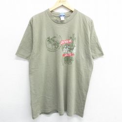 【50%OFF】XL★古着 半袖 ビンテージ Tシャツ メンズ 00年代 00s アラスカ 犬 クマ 大きいサイズ コットン クルーネック 緑系 グリーン 24mar16 中古