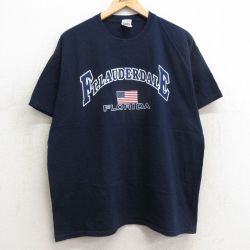 フルーツオブザルーム 00s 半袖Tシャツ フォートローダデール ネイビー XL | 古着