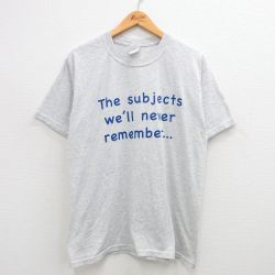 【50%OFF】L★古着 半袖 ビンテージ Tシャツ メンズ 00年代 00s メッセージ トーマスエジソン クルーネック 薄グレー 霜降り 24mar21 中古
