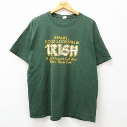 XL★古着 半袖 ビンテージ Tシャツ メンズ 00年代 00s アイリッシュ SMART コットン クルーネック 緑 グリーン 24mar21 中古