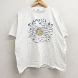 XL★古着 半袖 ビンテージ Tシャツ メンズ 90年代 90s ワシントンDC 大きいサイズ コットン クルーネック 白 ホワイト 24mar22 中古