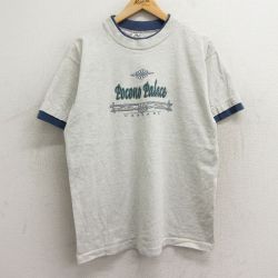L★古着 半袖 ビンテージ Tシャツ メンズ 90年代 90s ポコノ place コットン クルーネック USA製 薄グレー 霜降り 24mar23 中古