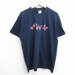 00s 半袖Tシャツ チョウ ネイビー L | 古着