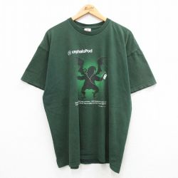 XL★古着 フルーツオブザルーム 半袖 ビンテージ Tシャツ メンズ 00年代 00s CephaloPod 大きいサイズ コットン クルーネック 緑 グリーン 24mar23 中古