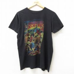 XL★古着 半袖 ビンテージ Tシャツ メンズ 00年代 00s マーベル スパイダーマン キャプテンアメリカ クルーネック 黒 ブラック 24mar23 中古