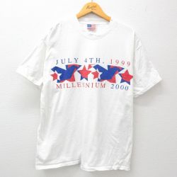 XL★古着 半袖 ビンテージ Tシャツ メンズ 00年代 00s ミレニアム コットン クルーネック 白 ホワイト 24mar25 中古