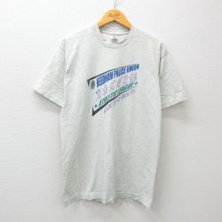 【50%OFF】L★古着 フルーツオブザルーム 半袖 ビンテージ Tシャツ メンズ 90年代 90s POLICE クルーネック グレー 霜降り 24mar25 中古