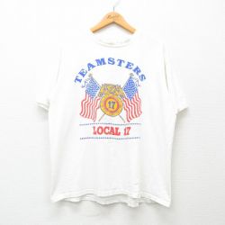 XL★古着 半袖 ビンテージ Tシャツ メンズ 90年代 90s 馬 星条旗 クルーネック 白 ホワイト 24mar28 中古