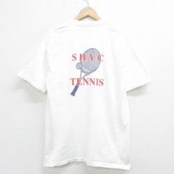 L★古着 半袖 ビンテージ Tシャツ メンズ 00年代 00s テニス コットン クルーネック 白 ホワイト 24mar28 中古