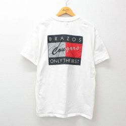 XL★古着 ヘインズ Hanes 半袖 ビンテージ Tシャツ メンズ 00年代 00s クーガーズ コットン クルーネック 白 ホワイト 24mar29 中古