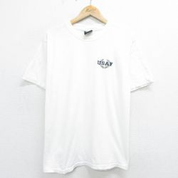 M★古着 半袖 ビンテージ Tシャツ メンズ 90年代 90s ミリタリー USAF クルーネック USA製 白 ホワイト 【spe】 24mar30 中古