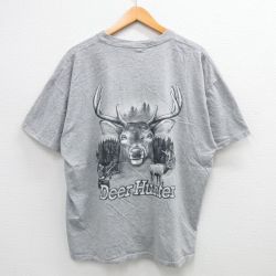 XL★古着 ジャージーズ 半袖 ビンテージ Tシャツ メンズ 00年代 00s シカ ハンター 大きいサイズ クルーネック グレー 霜降り 24mar30 中古