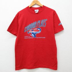 M★古着 半袖 ビンテージ Tシャツ メンズ 90年代 90s ディズニー DISNEY CONDOR FLATS コットン クルーネック USA製 赤 レッド 24apr01 中古