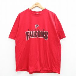 XL★古着 半袖 ビンテージ Tシャツ メンズ 00年代 00s NFL アトランタファルコンズ 大きいサイズ コットン クルーネック 赤 レッド アメフト スーパーボウル 24apr02 中古
