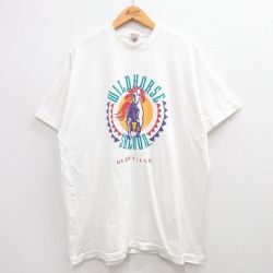 XL★古着 フルーツオブザルーム 半袖 ビンテージ Tシャツ メンズ 90年代 90s 馬 ナッシュビル 大きいサイズ コットン クルーネック USA製 白 ホワイト 24apr04 中古