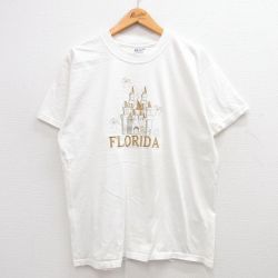 L★古着 半袖 ビンテージ Tシャツ メンズ 00年代 00s フロリダ 城 刺繍 コットン クルーネック 24apr04 中古