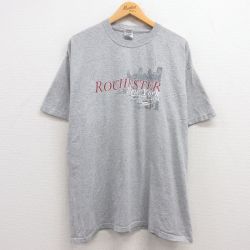 XL★古着 半袖 ビンテージ Tシャツ メンズ 00年代 00s ロチェスター ニューヨーク 大きいサイズ クルーネック グレー 霜降り 24apr04 中古