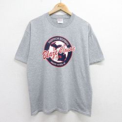 L★古着 ヘインズ Hanes 半袖 ビンテージ Tシャツ メンズ 00年代 00s ソフトボール クルーネック グレー 霜降り 24apr04 中古