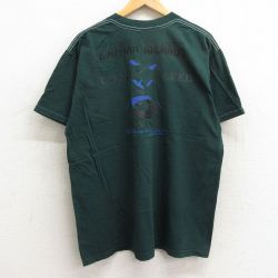 XL★古着 半袖 ビンテージ Tシャツ メンズ 90年代 90s ダイビング ケイマン諸島 コットン クルーネック USA製 緑 グリーン 24apr08 中古