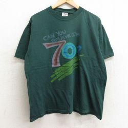 L★古着 ONEITA 半袖 ビンテージ Tシャツ メンズ 90年代 90s 70 コットン クルーネック 緑 グリーン 24apr08 中古