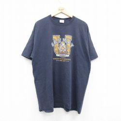 【20%OFF】XL★古着 半袖 ビンテージ Tシャツ メンズ 00年代 00s ディズニー DISNEY しらゆきひめ 7人の小人 七人のこびと グランピー 大きいサイズ コットン クルーネック 紺 ネイビー 24apr11 中古