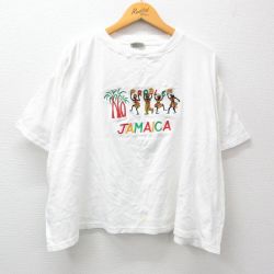 XL★古着 半袖 ビンテージ Tシャツ メンズ 00年代 00s ジャマイカ 刺繍 コットン クルーネック 白 ホワイト 24apr12 中古