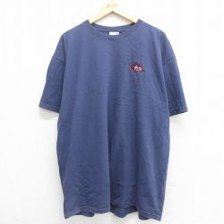【50%OFF】XL★古着 半袖 ビンテージ Tシャツ メンズ 90年代 90s NCAA 大きいサイズ コットン クルーネック USA製 紺 ネイビー 24apr16 中古