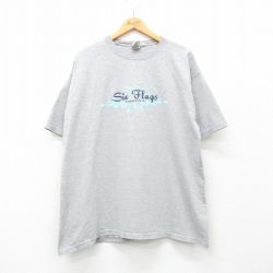 XL★古着 半袖 ビンテージ Tシャツ メンズ 00年代 00s Six Flags 大きいサイズ クルーネック グレー 霜降り 24apr17 中古