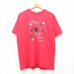 L★古着 半袖 ビンテージ Tシャツ メンズ 00年代 00s ダンススクール コットン クルーネック 赤 レッド 24apr17 中古