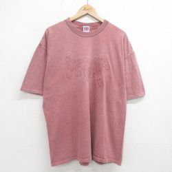 XL★古着 半袖 ビンテージ Tシャツ メンズ 90年代 90s 馬車 大きいサイズ コットン クルーネック USA製 エンジ 霜降り 24apr16 中古