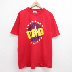 XL★古着 TULTEX 半袖 ビンテージ Tシャツ メンズ 90年代 90s DAD 大きいサイズ コットン クルーネック 赤 レッド 24apr16 中古