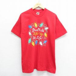 M★古着 フルーツオブザルーム 半袖 ビンテージ Tシャツ メンズ 90年代 90s 電球 コットン クルーネック 赤 レッド 24apr17 中古