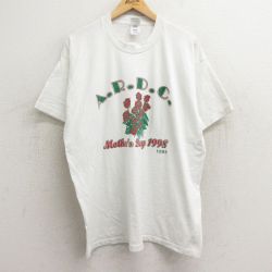 XL★古着 フルーツオブザルーム 半袖 ビンテージ Tシャツ メンズ 90年代 90s バラ ARDC クルーネック USA製 白 ホワイト 24apr19 中古