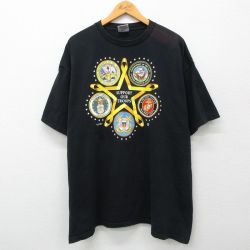 XL★古着 半袖 ビンテージ Tシャツ メンズ 00年代 00s マリーンコープス ARMY アーミー 大きいサイズ コットン クルーネック USA製 黒 ブラック 24apr22 中古