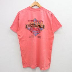 【50%OFF】L★古着 フルーツオブザルーム 半袖 ビンテージ Tシャツ メンズ 90年代 90s クラブハウス カニ コットン クルーネック ピンク系 24may06 中古