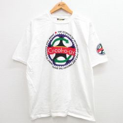 XL★古着 半袖 ビンテージ Tシャツ メンズ 90年代 90s Cycology 大きいサイズ コットン クルーネック USA製 白 ホワイト 【spe】 24may14 中古