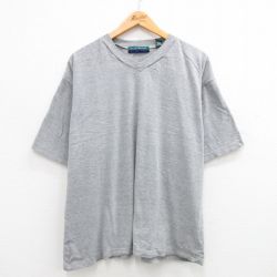 XL★古着 半袖 ビンテージ Tシャツ メンズ 00年代 00s 無地 大きいサイズ Vネック グレー 霜降り 24may14 中古