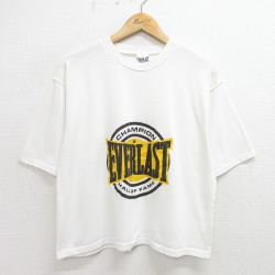 L★古着 半袖 ビンテージ Tシャツ メンズ 90年代 90s EVERLAST クルーネック USA製 白 ホワイト 24may14 中古