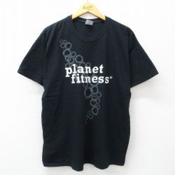 XL★古着 半袖 ビンテージ Tシャツ メンズ 00年代 00s プラネットフィットネス コットン クルーネック 黒 ブラック 24may21 中古