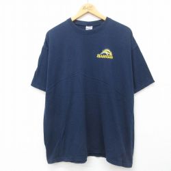 XL★古着 半袖 ビンテージ Tシャツ メンズ 00年代 00s NHL バッファローセイバーズ 大きいサイズ コットン クルーネック 紺 ネイビー アイスホッケー 24may23 中古