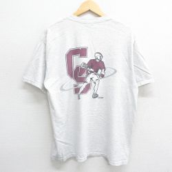 L★古着 半袖 ビンテージ Tシャツ メンズ 00年代 00s ラクロス CS クルーネック 薄グレー 霜降り 24may25 中古
